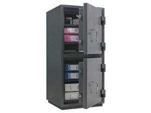 Взломостойкий сейф VALBERG КВАРЦИТ 90Т/2 сбоку полуоткр